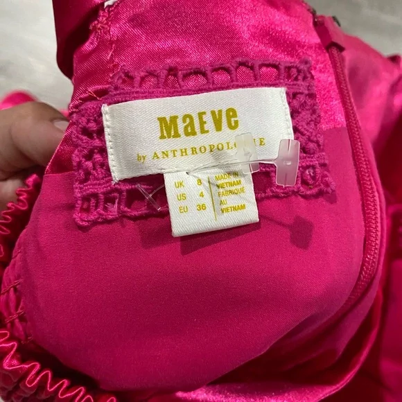 Maeve Bow-Tie Satin Mini Dress Elegant Pink 4‎ - Picture 5 of 5